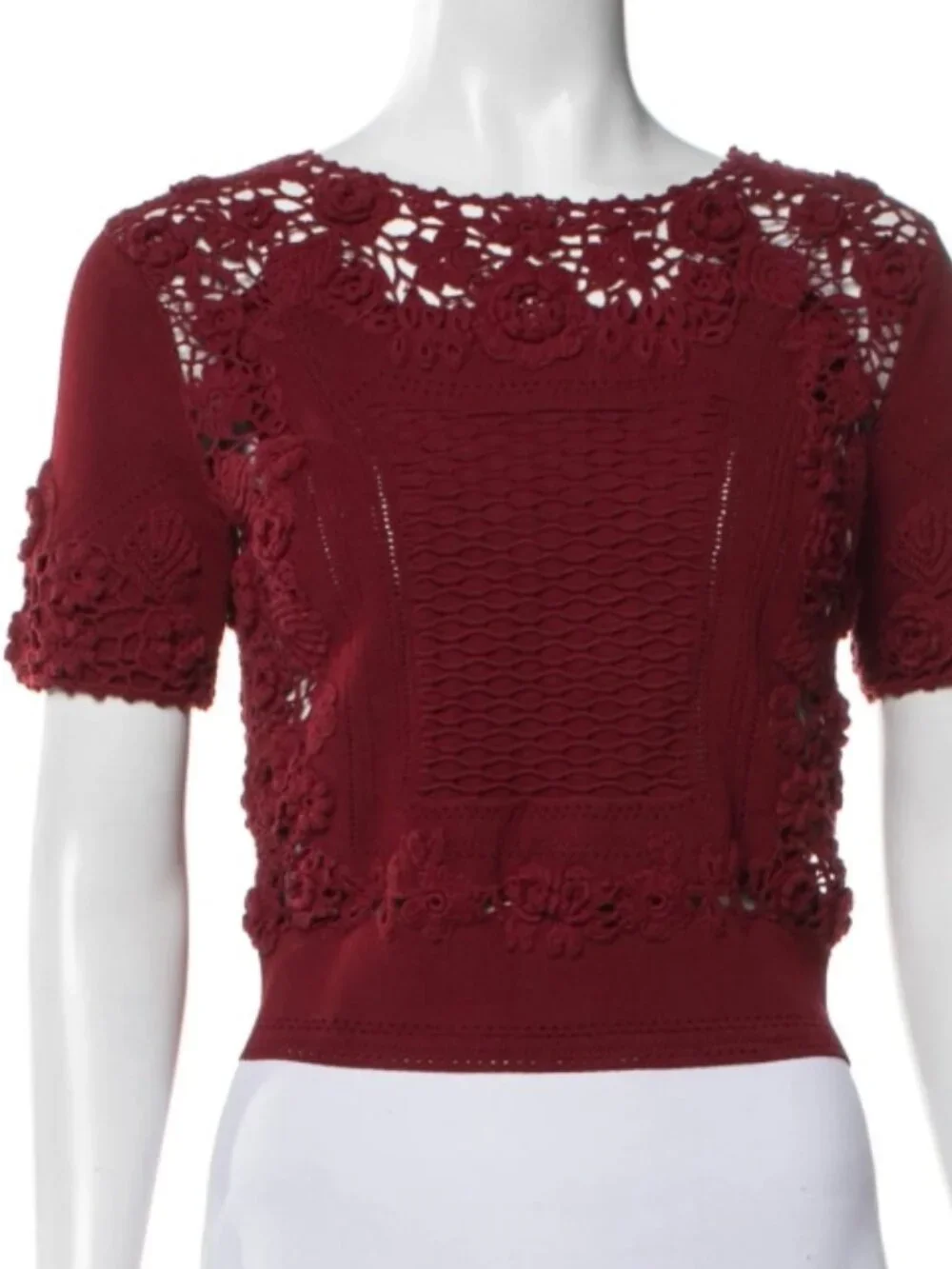 NWOT ULLA JOHNSON Stella Short Sleeve Knit Top Sweater in Begonia P $750